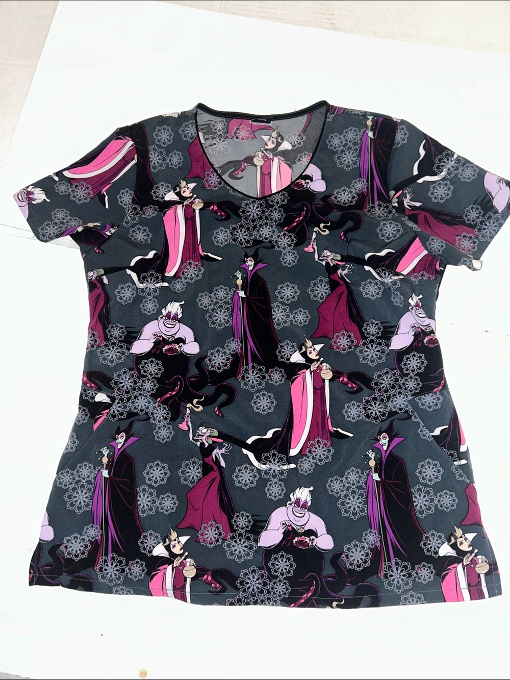 Disney Villains Graphic scrub Top - Pink, Magenta & Black